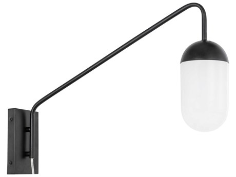 Elegant Lighting Kace 1 - Light Swing Arm with Frosted White Glass Shade