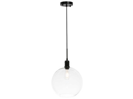Elegant Lighting Emett 1-Light Black Glass Globe Mini Pendant