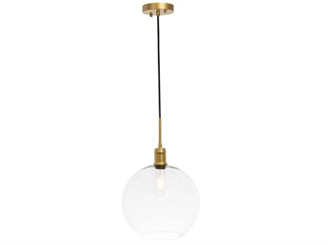 Elegant Lighting Emett 1-Light Brass Glass Globe Mini Pendant