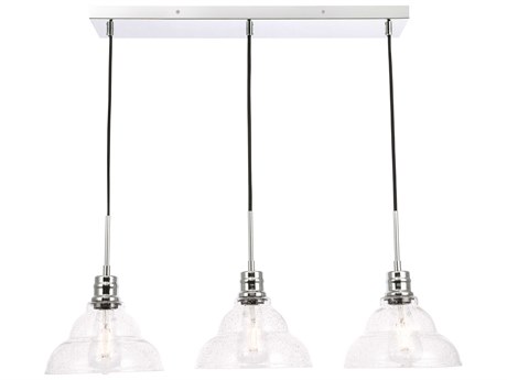 Elegant Lighting Clive 3-Light Chrome Glass LED Island Pendant