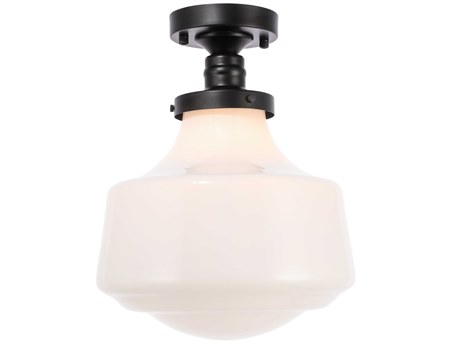 Elegant Lighting Lyle 1-Light Black Glass LED Semi Flush Mount