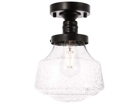 Elegant Lighting Lyle 1-Light Black Glass LED Semi Flush Mount