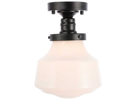 Elegant Lighting Lyle 1-Light Black Glass LED Semi Flush Mount