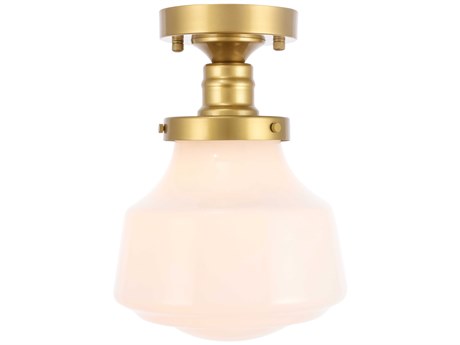 Elegant Lighting Lyle 1-Light Brass Glass LED Semi Flush Mount