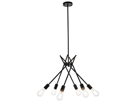 Elegant Lighting Lucca 6-Light Black Pendant