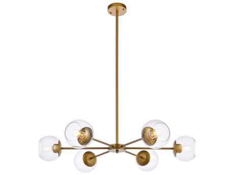 Elegant Lighting Briggs 6-Light Brass And Clear Glass Globe Chandelier