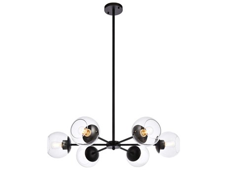 Elegant Lighting Briggs 6-Light Black And Clear Glass Globe Chandelier