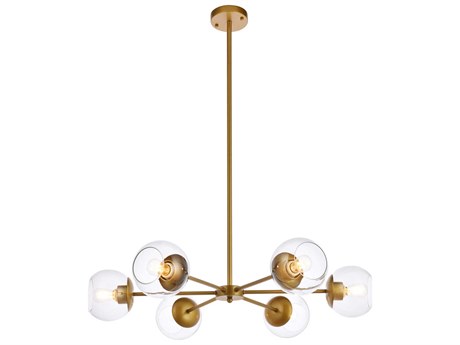 Elegant Lighting Briggs 6-Light Brass And Clear Glass Globe Chandelier