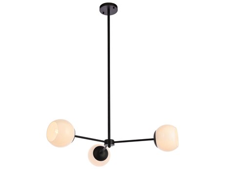 Elegant Lighting Briggs 3-Light Black And White Glass Globe Chandelier