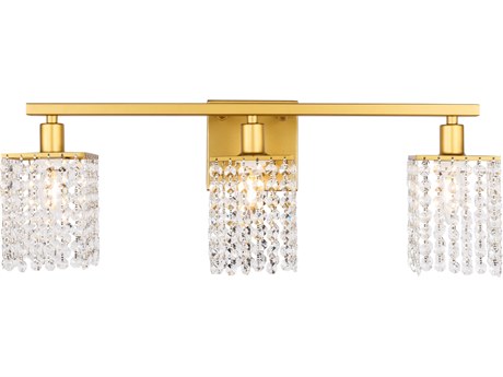 Elegant Lighting Phineas 3-Light Brass Crystal Vanity Light