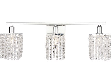 Elegant Lighting Phineas 3-Light Chrome Crystal Glass Vanity Light