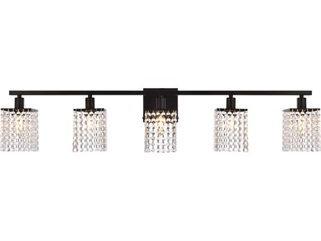 Elegant Lighting Phineas 5-Light Black And Clear Crystal Vanity Light