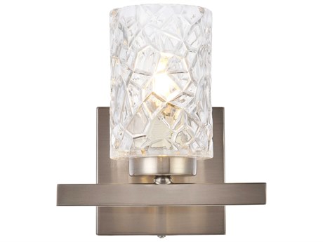 Elegant Lighting Cassie 1-Light Satin Nickel And Clear Shade Glass Wall Sconce