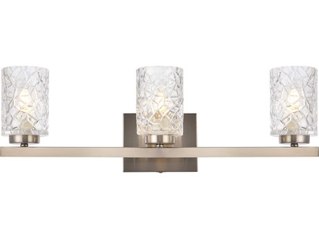 Elegant Lighting Cassie 3-Light Satin Nickel And Clear Shade Glass Vanity Light