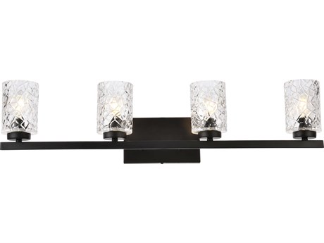 Elegant Lighting Cassie 4-Light Black And Clear Shade Glass Vanity Light