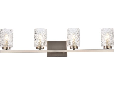 Elegant Lighting Cassie 4-Light Satin Nickel And Clear Shade Glass Vanity Light