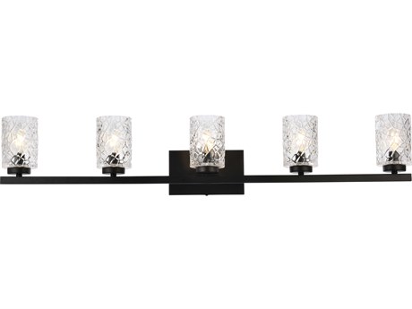 Elegant Lighting Cassie 5-Light Black And Clear Shade Glass Vanity Light