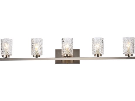 Elegant Lighting Cassie 5-Light Satin Nickel And Clear Shade Glass Vanity Light