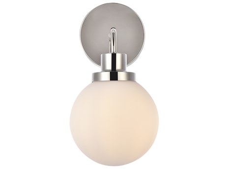 Elegant Lighting Hanson 1-Light Polished Nickel And Frosted Shade Glass Wall Sconce