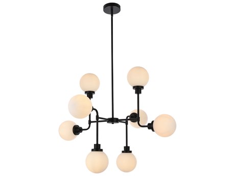 Elegant Lighting Hanson 8-Light Black Glass Globe Chandelier
