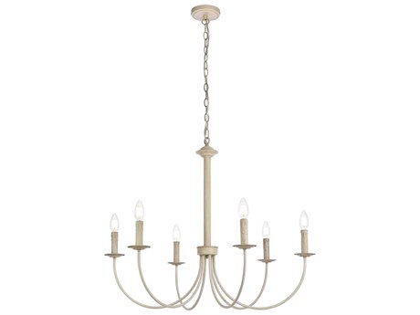 Elegant Lighting Brielle 6-Light Weathered Dove White Chandelier