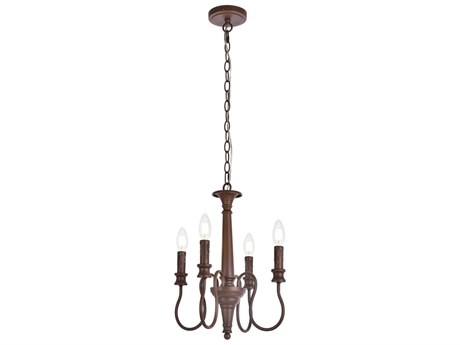 Elegant Lighting Flynx 4-Light Weathered Oak Brown Chandelier
