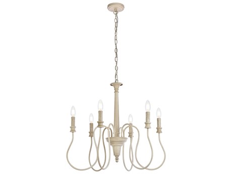 Elegant Lighting Flynx 6-Light Weathered Dove Chrome Chandelier