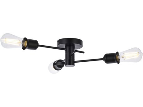 Elegant Lighting Xavier 3-Light Black Semi Flush Mount