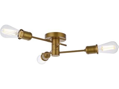Elegant Lighting Xavier 3-Light Brass Semi Flush Mount