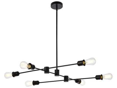 Elegant Lighting Xavier 6-Light Black Island Pendant