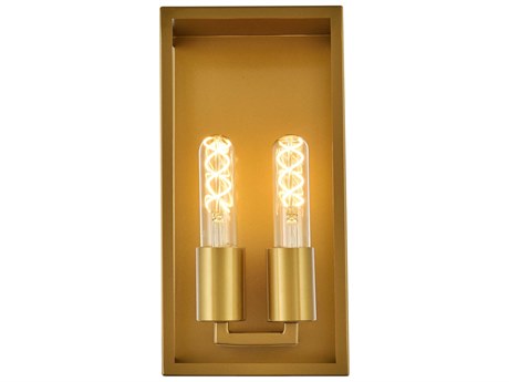Elegant Lighting Voir 2-Light Brass Wall Sconce