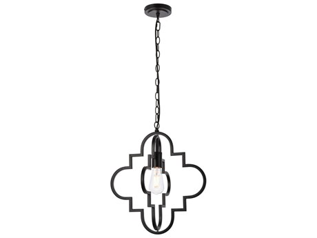 Elegant Lighting Sandara 1-Light Black Geometric Pendant