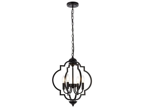 Elegant Lighting Sandara 4-Light Black Geometric Chandelier