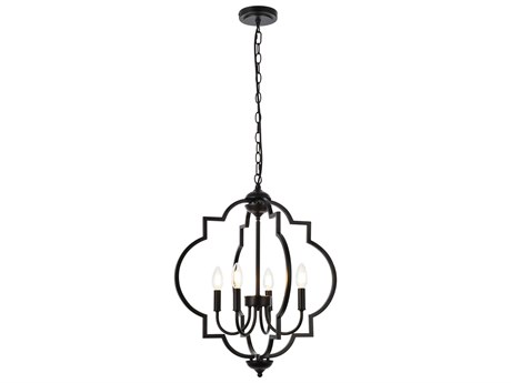 Elegant Lighting Sandara 4-Light Black Geometric Chandelier