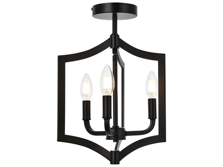 Elegant Lighting Kiera 3-Light Black Semi Flush Mount