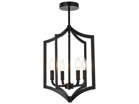 Elegant Lighting Kiera 4-Light Black Semi Flush Mount