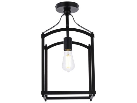 Elegant Lighting Janet 1-Light Black Geometric Semi Flush Mount