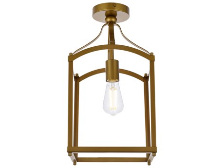 Elegant Lighting Janet 1-Light Brass Geometric Semi Flush Mount