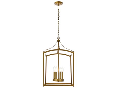 Elegant Lighting Janet 4-Light Brass Geometric Pendant