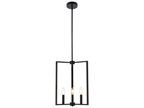 Elegant Lighting Vino 3-Light Black Geometric Pendant