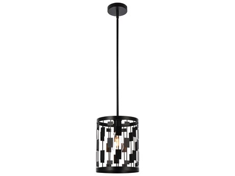 Elegant Lighting Levante 1-Light Black Cylinder Mini Pendant