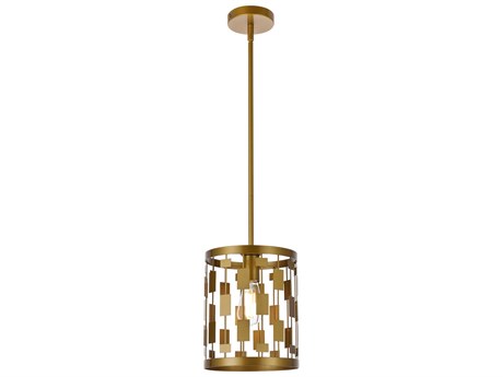 Elegant Lighting Levante 1-Light Brass Cylinder Mini Pendant