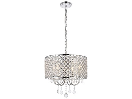 Elegant Lighting Elise 4-Light Chrome Crystal Drum Chandelier