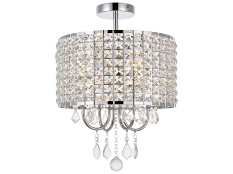 Elegant Lighting Elise 4-Light Chrome Crystal Drum Semi Flush Mount