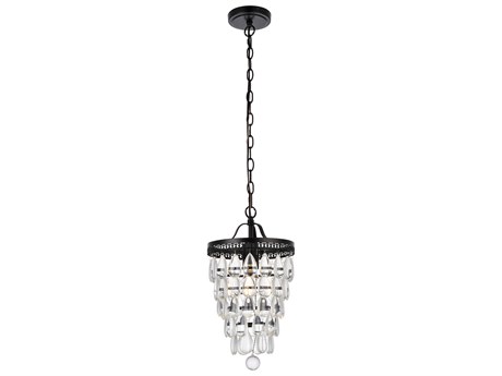 Elegant Lighting Reese 1-Light Black Crystal Mini Pendant