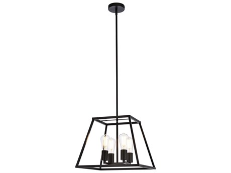 Elegant Lighting Declan 4-Light Black Geometric Pendant