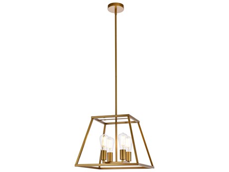 Elegant Lighting Declan 4-Light Brass Geometric Pendant