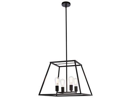 Elegant Lighting Declan 4-Light Black Geometric Pendant