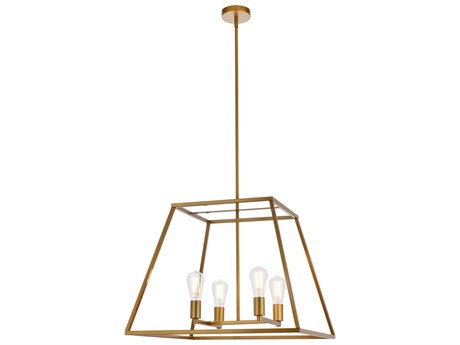 Elegant Lighting Declan 4-Light Brass Geometric Pendant
