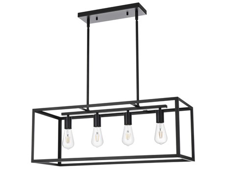 Elegant Lighting Judah 4-Light Black Linear Island Pendant